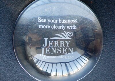 Magnifying glass paper weight with logo